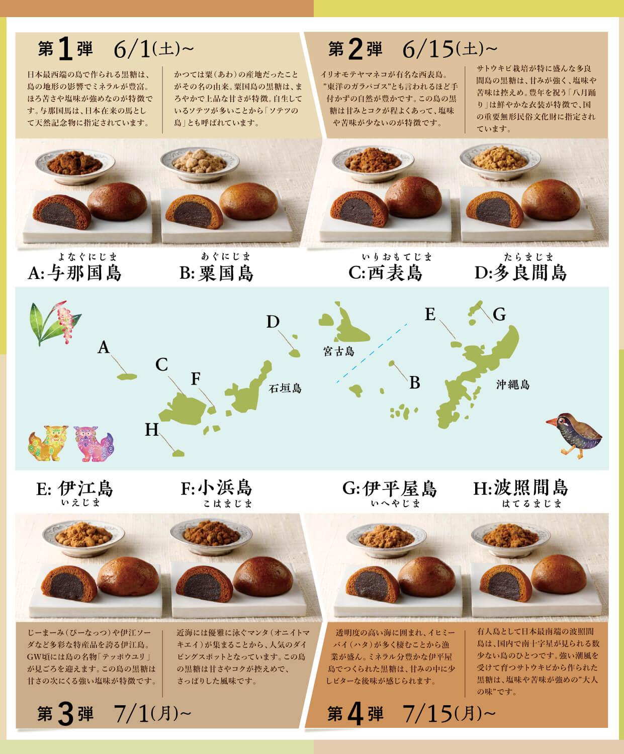なごみの米屋　沖縄島めぐり黒糖むし饅頭第1弾～第4弾